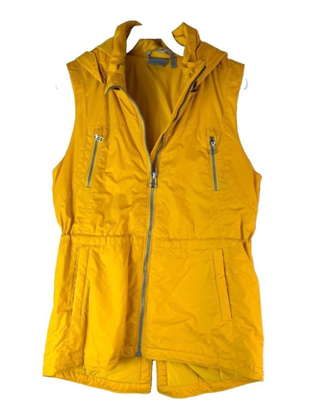Athleta Nylon Windbreaker Rain Jacket Vest Yellow Asymmetrical Zip